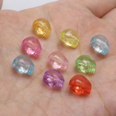 130Pcs Gothic Skull Beads 10mm - Transparent Acrylic Charms for Punk Jewelry DIY
