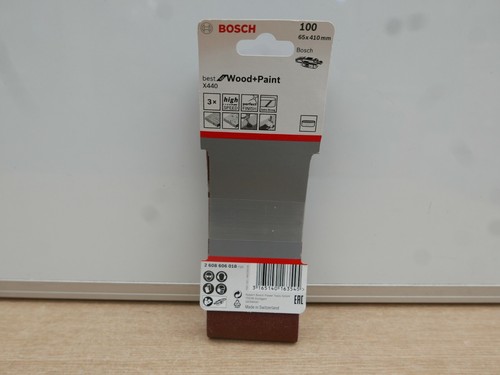 BOSCH 65mm x 410mm SANDER SANDING BELTS 40G 80G 100GRIT X 9 MIXED - Picture 2 of 2