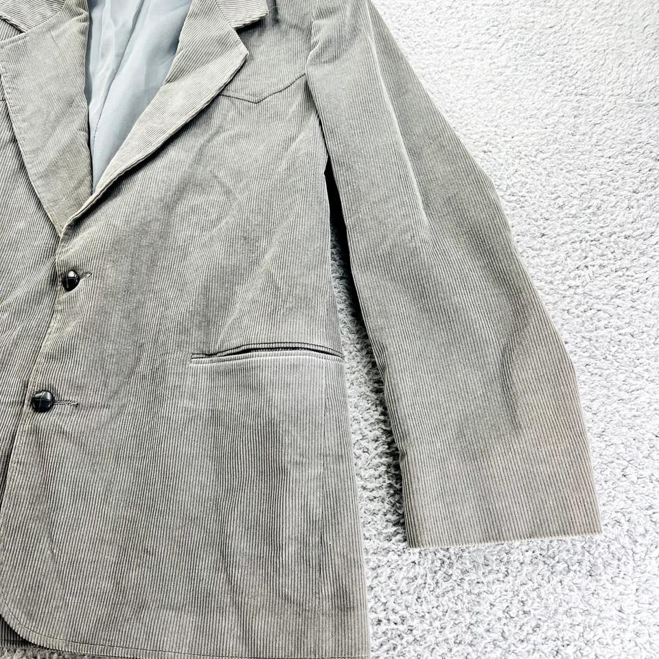 Vintage Pioneer Wear Blazer Mens 48 Corduroy Gray Jacket Sport Coat - Image 3 of 4