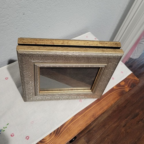 Vintage Pair Stamped Metal Ornate Photo Frame Silver Tone 5” X 7” embossed - Picture 10 of 11