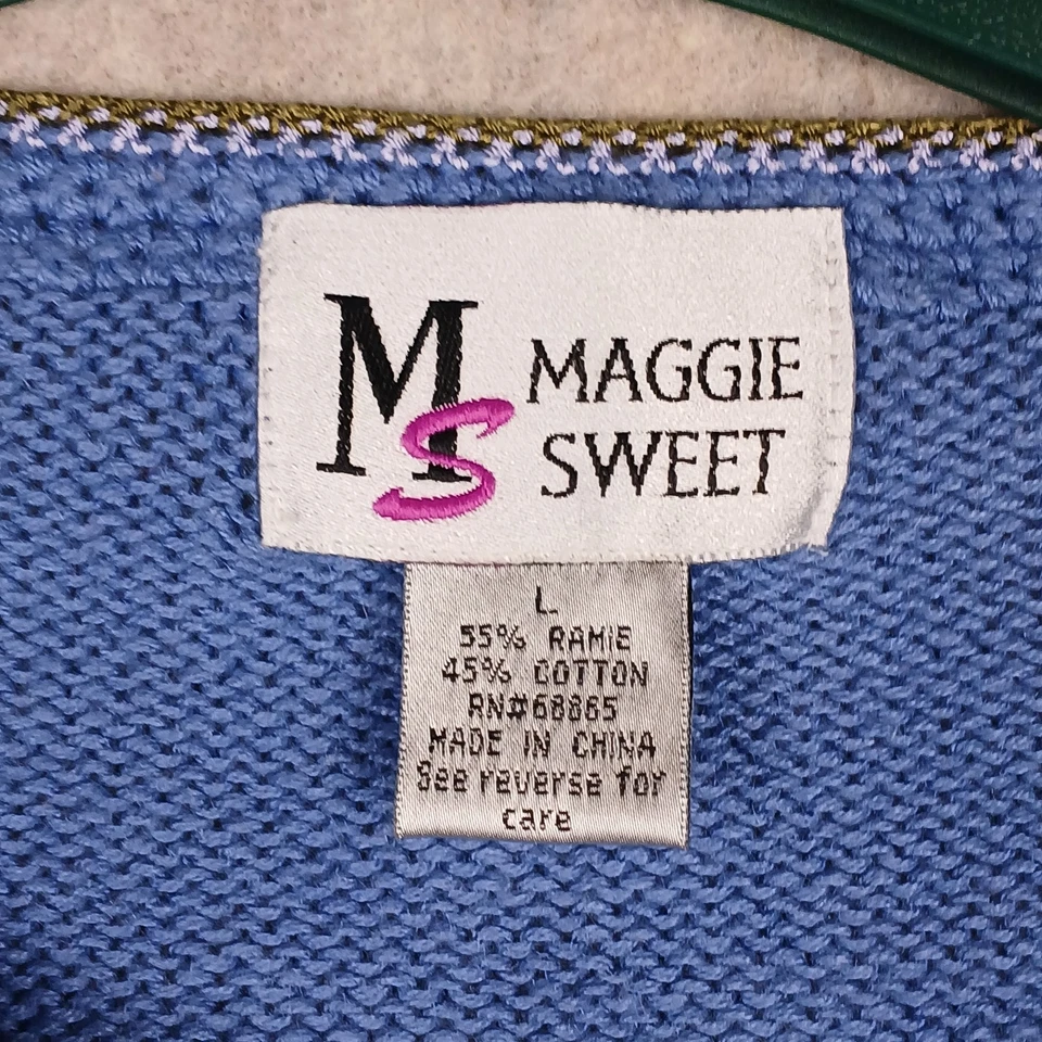 De Colección Maggie Dulce Azul Floral Bordado Cárdigan Suéter GRANDE Cottage Core Foto 3 de 4