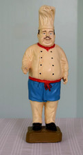 Rare Vintage Resin Fat Happy Chef 12" Figurine Italian Kitchen Cook 1980s