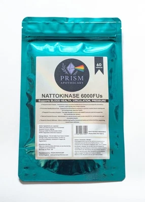 PRISM APOTHECARY NATTOKINASE 6000FUs Capsules: Supports BLOOD HEALTH, CIRCULATION, BLOOD PRESSURE