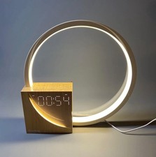 Unique Alarm Clock Night Light Natural Sounds Bedside Art Table Lamp White Noise