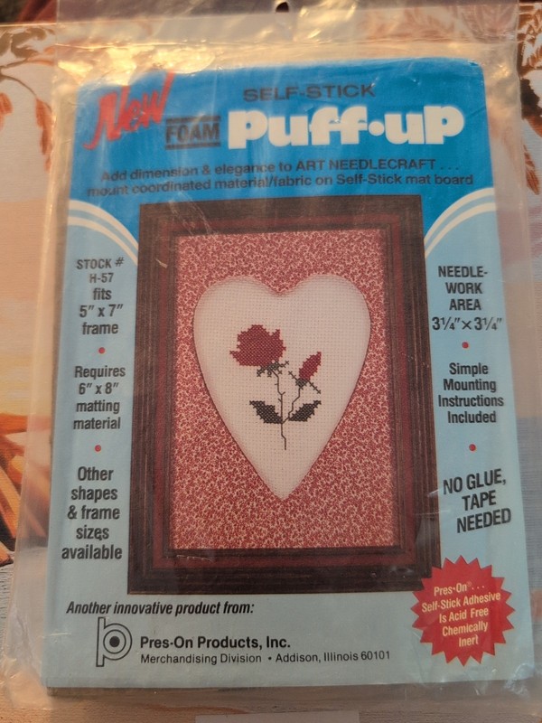 Pres-On Products Self-Stick Foam "Puff-Up" 3 1/4 x 3 1/4 Needlework Area Rose