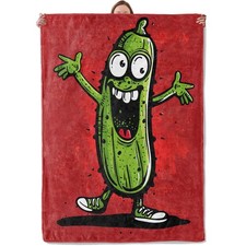 Pickle Blanket Flannel Throw Blankets, Funny Cartoon Vegetable Lightweight Wa...
