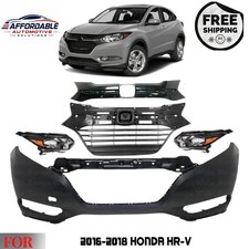 Front Bumper Cover Fascia & Grille Assembly Kit For 2016-2018 Honda HR-V