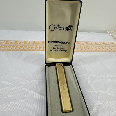Vintage Colibri Electro Quartz Butane Lighter ''Ginger'' Engraved Original Box