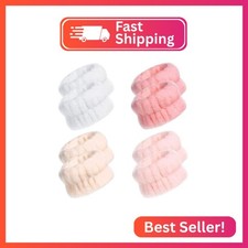 Chuangdi 4 Pairs Wrist Bands for Washing Face Wrist Spa Microfiber Wash Towel Ba