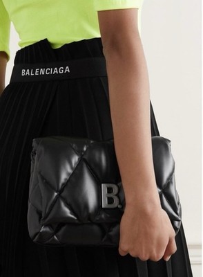 Balenciaga Touch Clutch Quilted Puffy Leather Medium 619450 Black / Silver  NWT