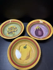 3 Clay Art Terra Toscana Hand Painted Serving Bowls 9 1/2 In W 