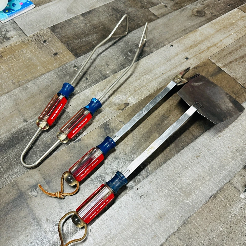 Juego de parrilla de barbacoa de acero inoxidable de 3 piezas Craftsman Tools vintage hecho en EE. UU. Foto 2 de 4