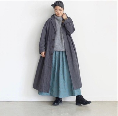 ICHI Antiquites Charcoal Gray Long Jacket Coat Free Size