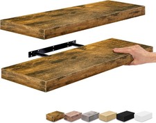 2 Pack, Floating Shelf Brackets, Wood, Wall Storage, Rustic Brown