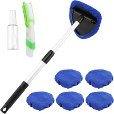 Windshield Cleaning Tool with 6 Microfiber Pads and Extendable Handle Car Window