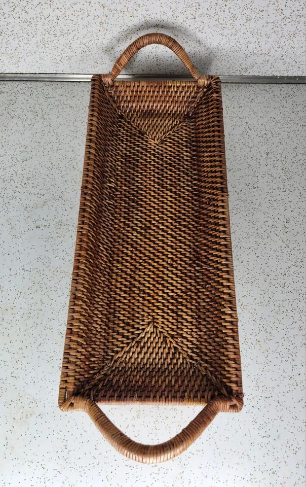 Pampered Chef Woven Selections 17” Long Length Wicker Serving Tray Basket - Image 2 of 4