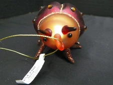 West Elm Glass Red Beetle Christmas Ornament