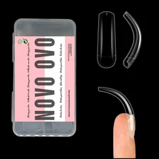 NOVO OVO Halloween 100 pcs Long Hawk Curved Nail tips, Clear Cystal Extra Sup...