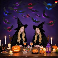 Dubuoza 36 StüCk Halloween 3D Fledermaus Deko Mit Led Lichter,Halloween