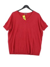 Jigsaw Women's Jumper S Red Polyester with Viscose, Wool V-Neck Pullover