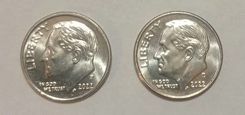 2022 P &  D Roosevelt Dime Set! BU Uncirculated Full Bands! Free Shipping!