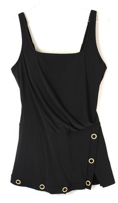 BEYOND CONTROL Grommet Detail Square Nk Size 8 UW Swimdress Black Retail $139