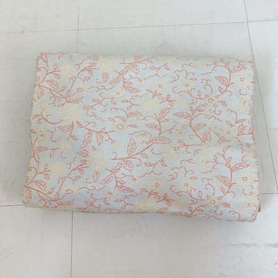 Elegant Light Blue Fukuro Obi with Floral Vine Pattern Silk Japanese Kimono Belt
