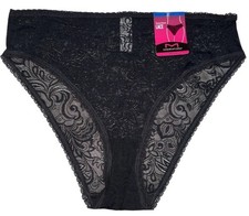 Maidenform Womens Size XL 8 High Leg Panty DMSLHB Stretch Lace BLACK Nylon Blend