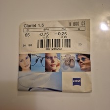 Zeiss Lente Monofocale Cr39  Nuova  Sf -0,50 Cil -0,25 Diametro 65