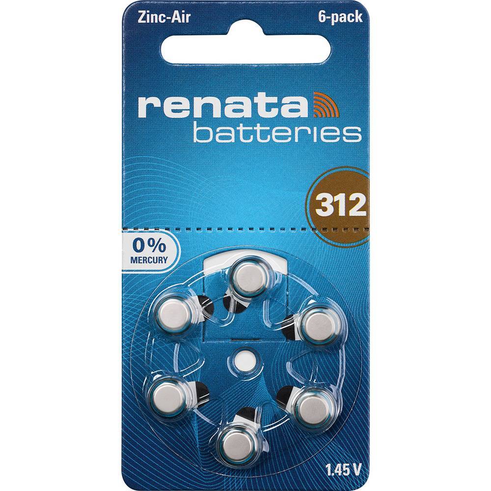 Renata Batteria a bottone ZA 312 1.4 V 6 pz. 165 mAh Zinco-aria Hearing Aid