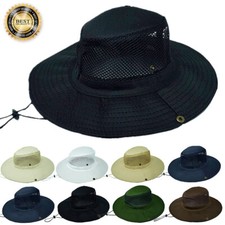 Unisex Bucket Boonie Hat Sun Visor Brim Cool Mesh Solid Fishing Garden Cap Hats