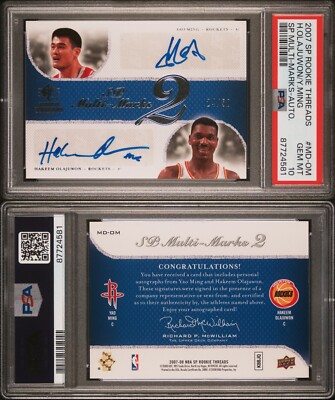 PSA 10 2007 SP Rookie Threads Dual Autograph Yao Ming Hakeem