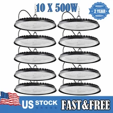 10 Pack 500W UFO LED High Bay Light Industrial Factory Warehouse Shop Commercial