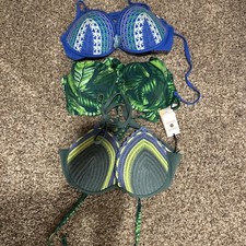 Lot of 3 Size 38B Women's Lined Bikini Tops - Shade Shore NWT B4