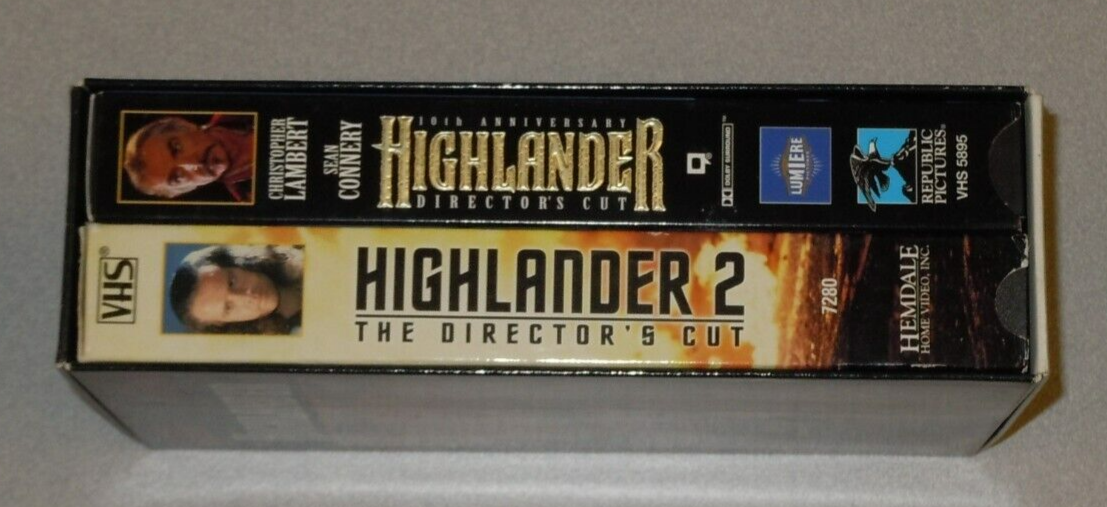 Highlander 1 & 2 VHS Two Movie Box Set Director's Cut Renegade