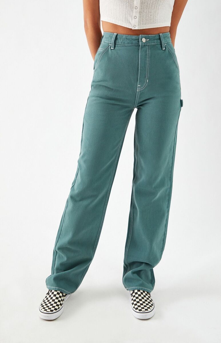 EUC PacSun Ocean Green 90's Boyfriend Carpenter Pants EUC PacSun Ocean Green 90's Boyfriend Carpenter Pants