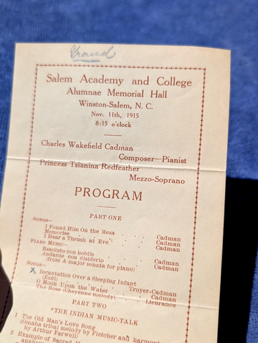 Nov. 11, 1915 SALEM ACADEMY AND COLLEGE Winston Salem NC Antique Music Program - Picture 4 of 6