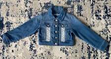 Cat and Jack Denim Jacket Girls Sz 4/5 Ivory Trim