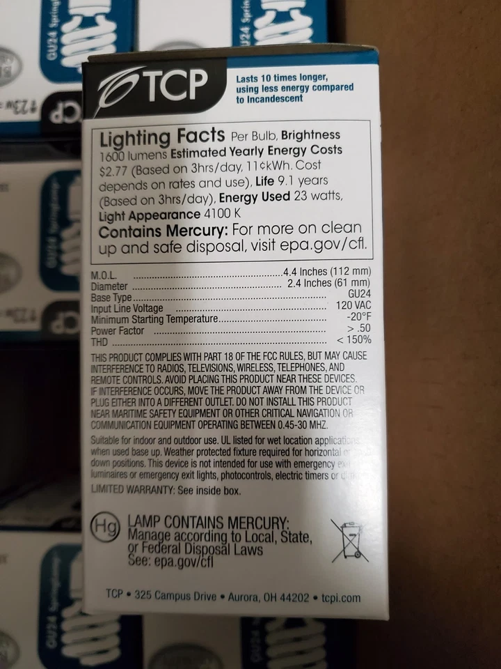 Lot(12) TCP 33123SP41K 23W GU24 4100K Spiral Twist Lock Base CFL Light Bulb 100w - Image 3 of 4