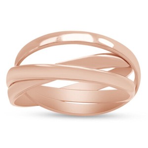 Authentic Interconnected Trinity Band Ring For Women's 14K Rose Gold Plated Sterling