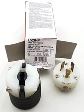 Pass & Seymour L520-P 20 Amp 125 Volt 2 Pole 3 Wire Male Plug Twist Lock P&S