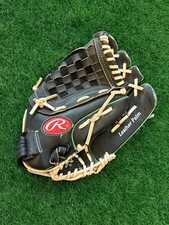 Rawlings Fastpitch Softball Glove 11.5 in Leather Mitt Black  Teal RHT WFP115MT