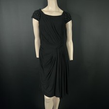 Karen Millen Black Pleated Draped Dress UK 10 US 6 EU 38 Elegant Cocktail Dress