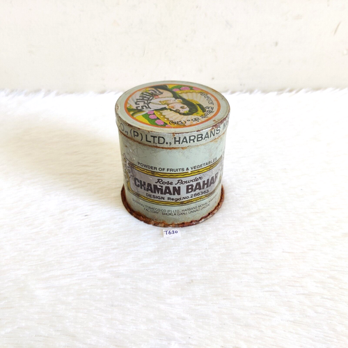Vintage Apsara Graphics Chaman Bahar Rose Powder Empty Tin Box Decorative T630 - 第 2/10 張圖片