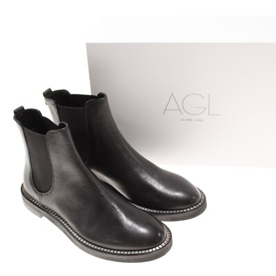AGL NWB Beat Chelsea Boots Size 37 / 7 US In Solid Black Leather