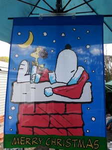 Snoopy Woodstock Peanuts Dog House Merry Christmas Large Flag Ebay