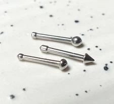 1pc Surgical Steel Nose Stud/Bone - 20g or 18g, choose dome/ball/spike end