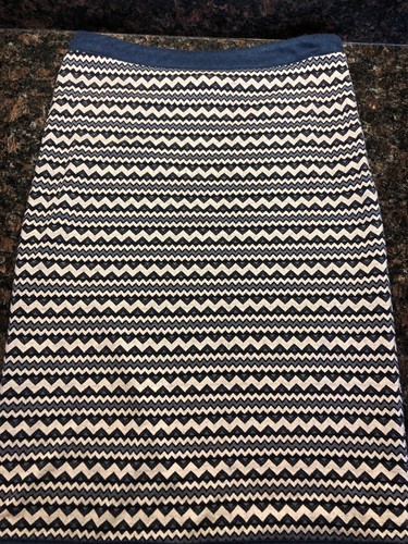 Pixley Women Size S Blue Aztec Print Midi Bodycon Casual Skirt - 第 2/6 張圖片