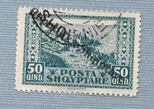 ALBANIA 1924 early REPUBLIKA SHQIPTARE Issue USED Hinged 50 Qind Overprinted