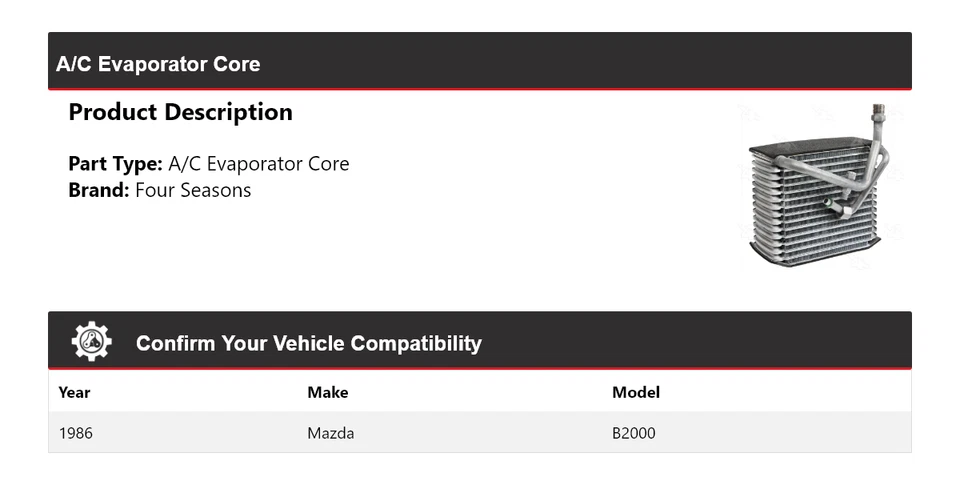 Núcleo evaporador de aire acondicionado para Mazda B2000 1986 4 estaciones Foto 2 de 4